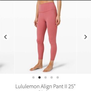 Lululemon Athletica Pink Align Pant II 25"